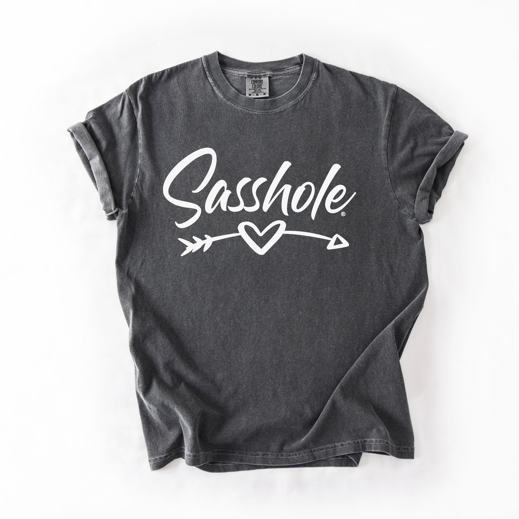 Image of Sasshole® Arrow Heart T-Shirt – Funny, Flirty, and Bold Graphic Tee for Women – Comfort Color T-shirts - Funny Graphic Tee by Sasshole® Clothing