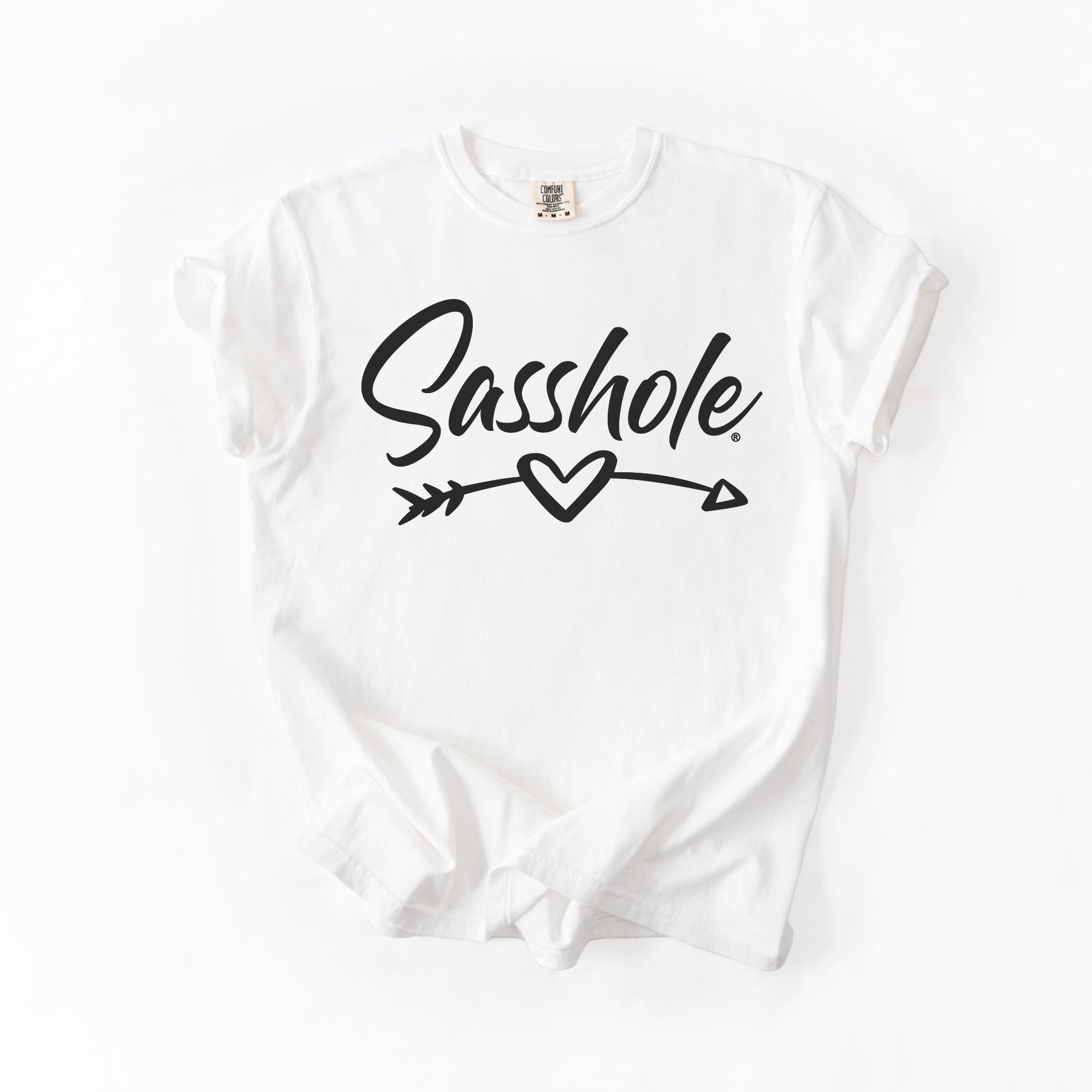 Image of Sasshole® Arrow Heart T-Shirt – Funny, Flirty, and Bold Graphic Tee for Women – Comfort Color T-shirts - Funny Graphic Tee by Sasshole® Clothing