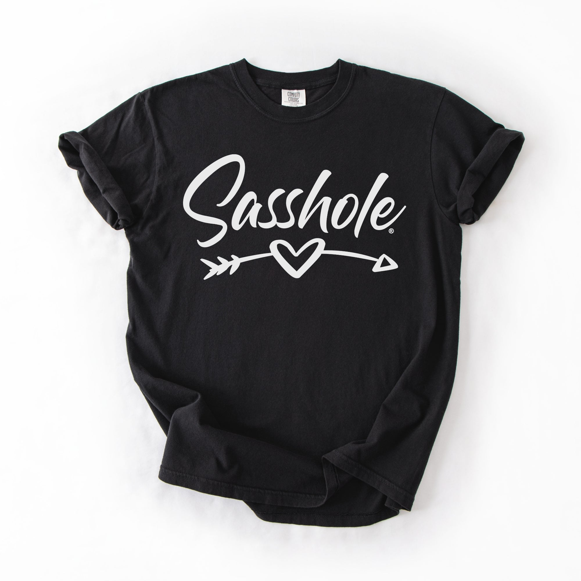 Image of Sasshole® Arrow Heart T-Shirt – Funny, Flirty, and Bold Graphic Tee for Women – Comfort Color T-shirts - Funny Graphic Tee by Sasshole® Clothing