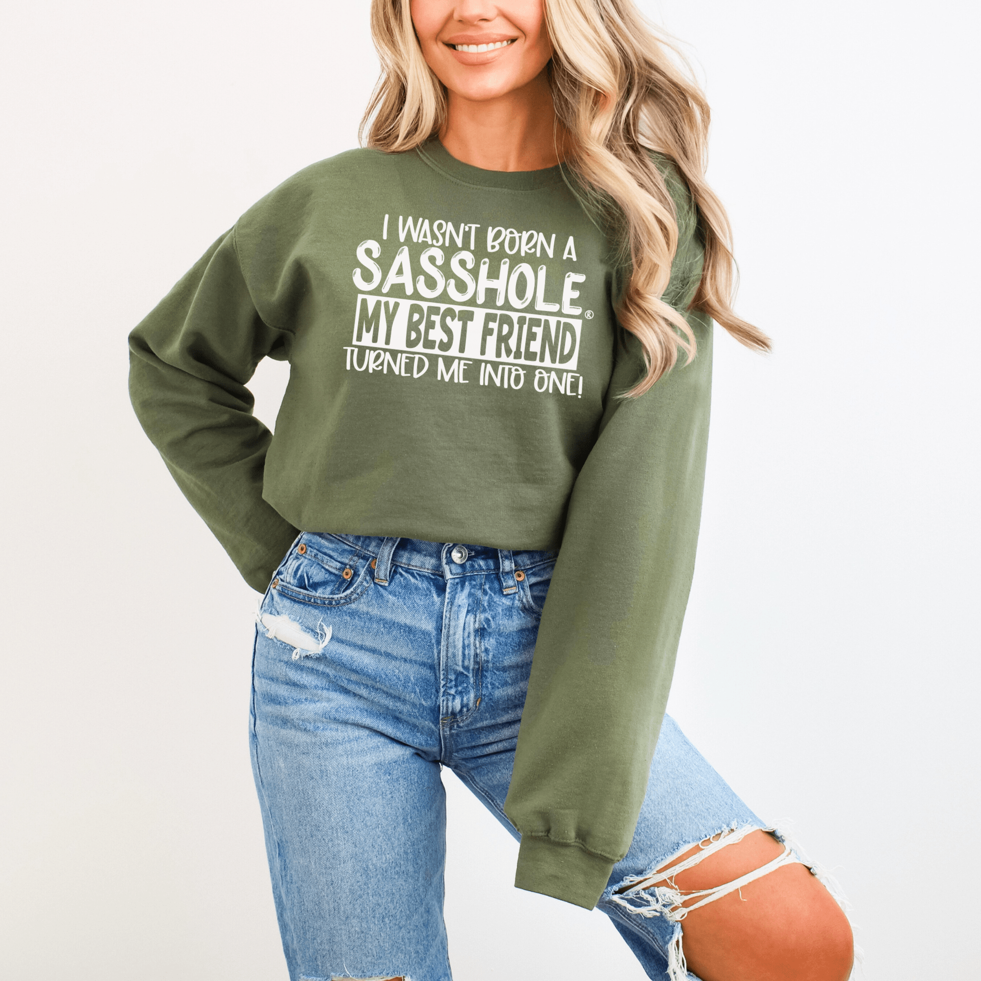 Image of Sasshole® Bestie Women's Sweatshirt – Partners in Sass! - Funny Graphic Tee by Sasshole® Clothing