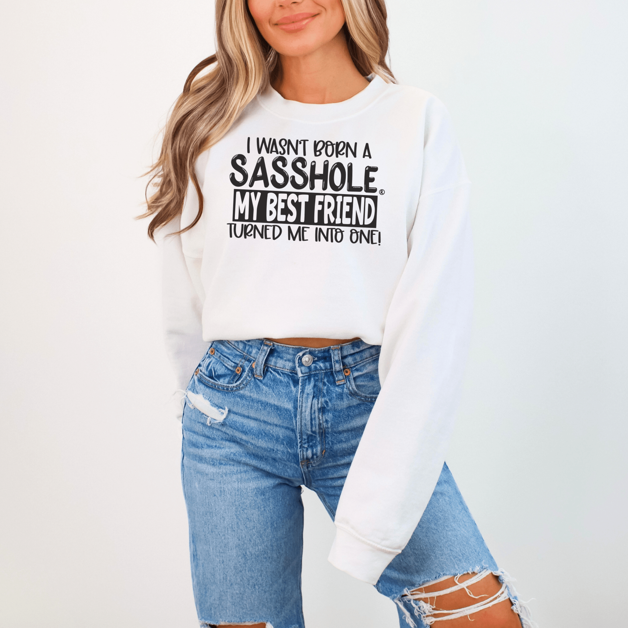 Image of Sasshole® Bestie Women's Sweatshirt – Partners in Sass! - Funny Graphic Tee by Sasshole® Clothing