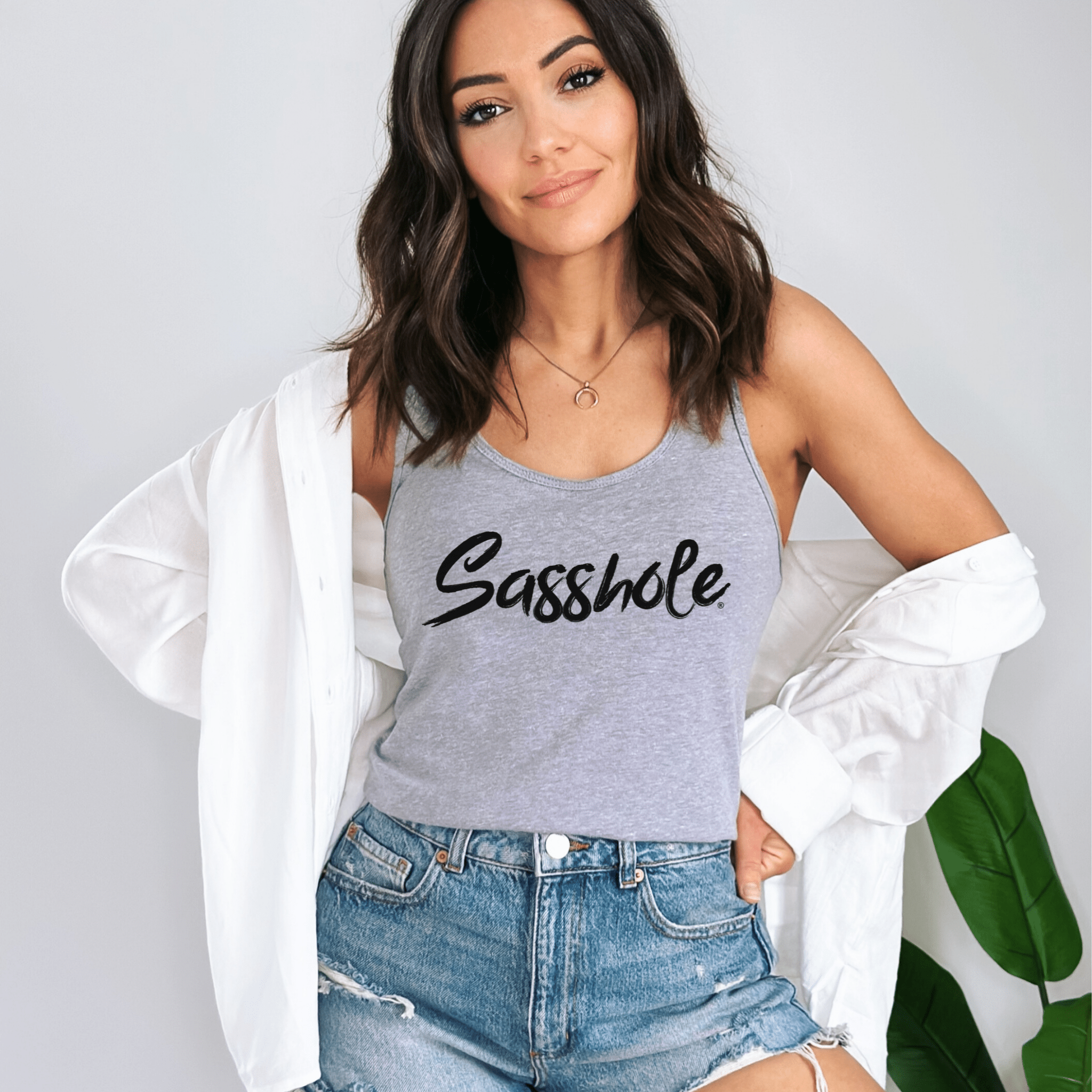 Image of Sasshole® Bold Script Women's Tank Top - Confidently Chic - Funny Graphic Tee by Sasshole® Clothing