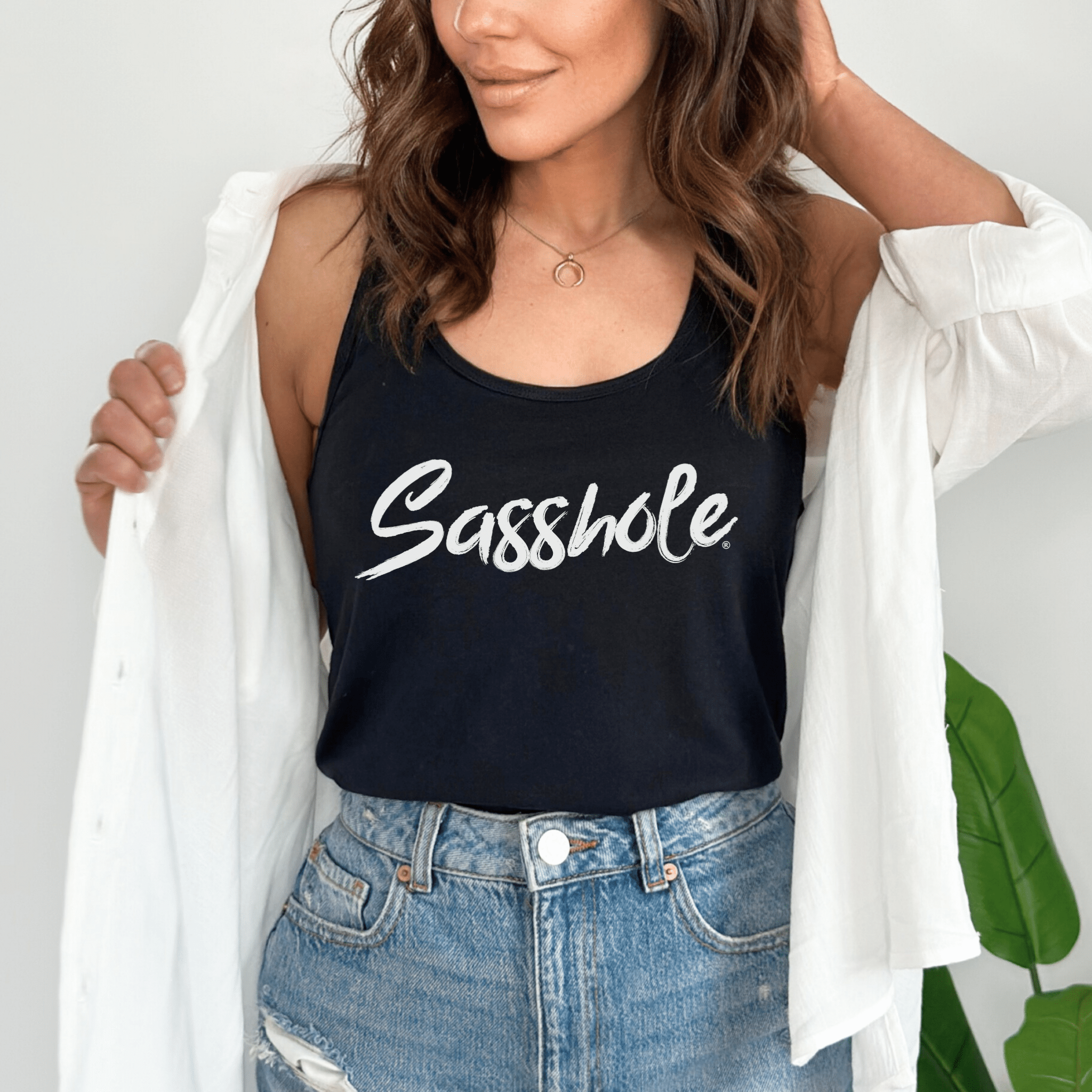 Image of Sasshole® Bold Script Women's Tank Top - Confidently Chic - Funny Graphic Tee by Sasshole® Clothing