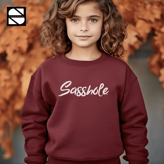 Sasshole® Chic: Embrace the Attitude in Style Youth Girls Graphic Print Sweatshirt - Funny Graphic Tee by Sasshole® Clothing