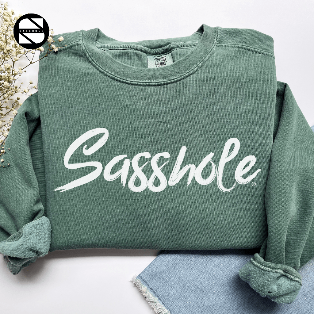 Sasshole® Chic: Women's Vintage Garment - Dyed Sweatshirt - Funny Graphic Tee by Sasshole® Clothing
