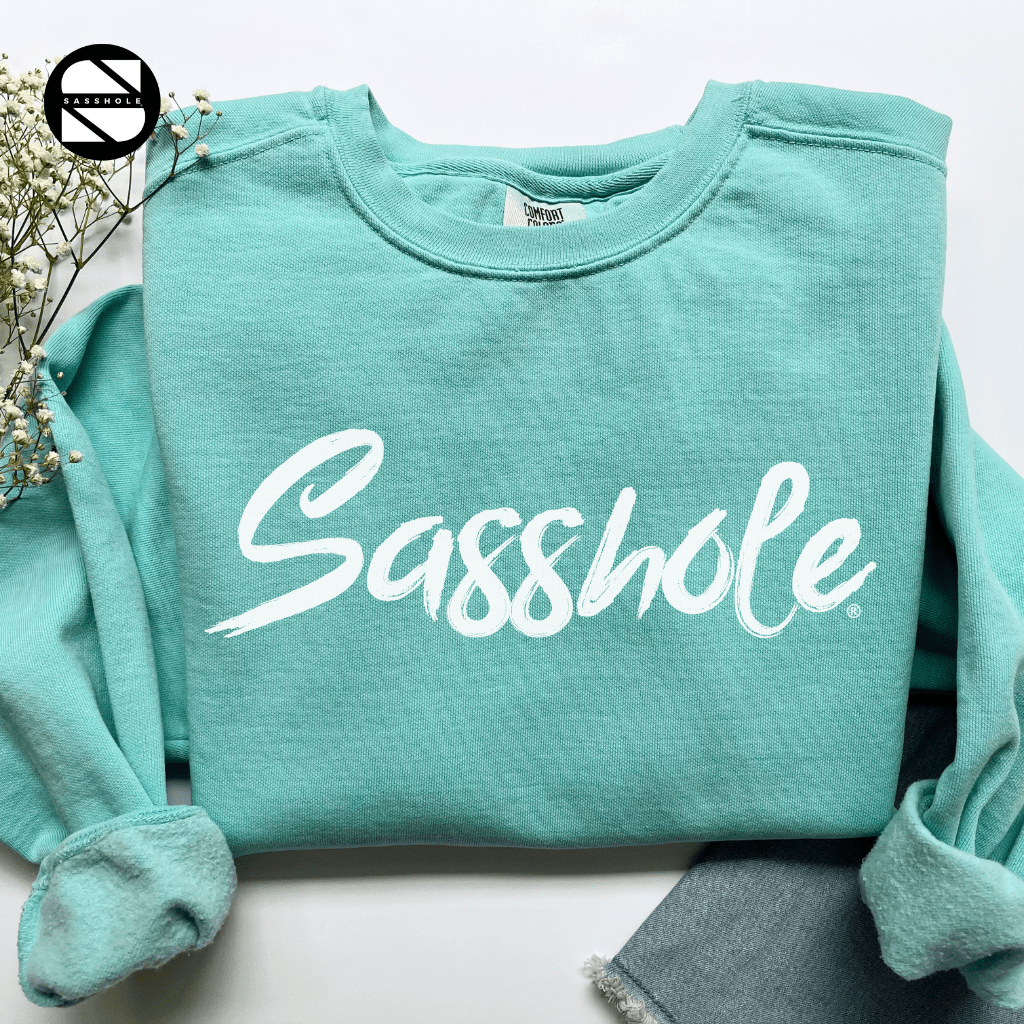 Sasshole® Chic: Women's Vintage Garment - Dyed Sweatshirt - Funny Graphic Tee by Sasshole® Clothing