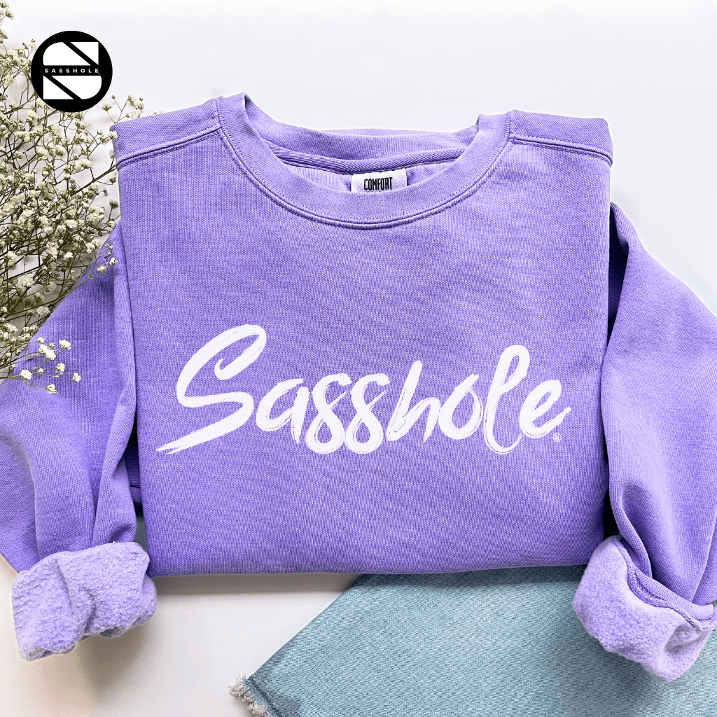 Sasshole® Chic: Women's Vintage Garment - Dyed Sweatshirt - Funny Graphic Tee by Sasshole® Clothing