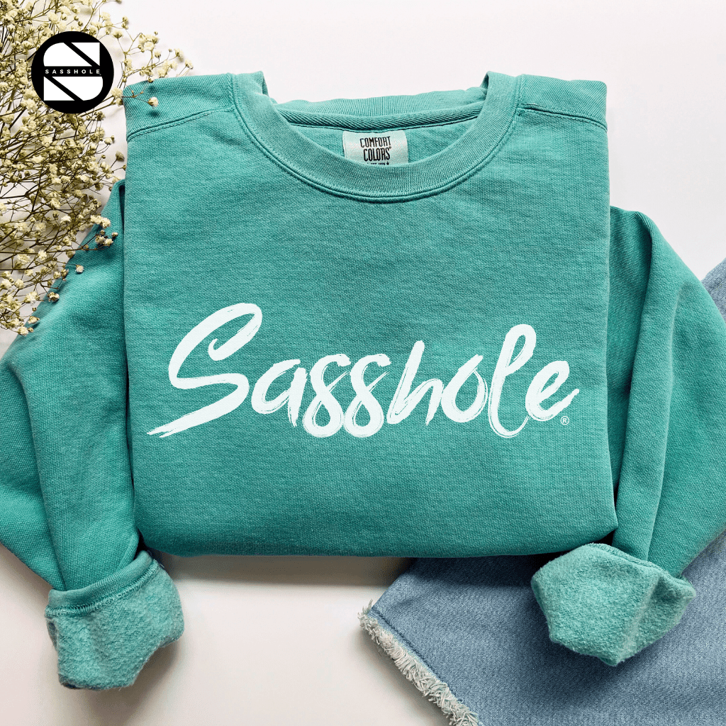 Sasshole® Chic: Women's Vintage Garment - Dyed Sweatshirt - Funny Graphic Tee by Sasshole® Clothing