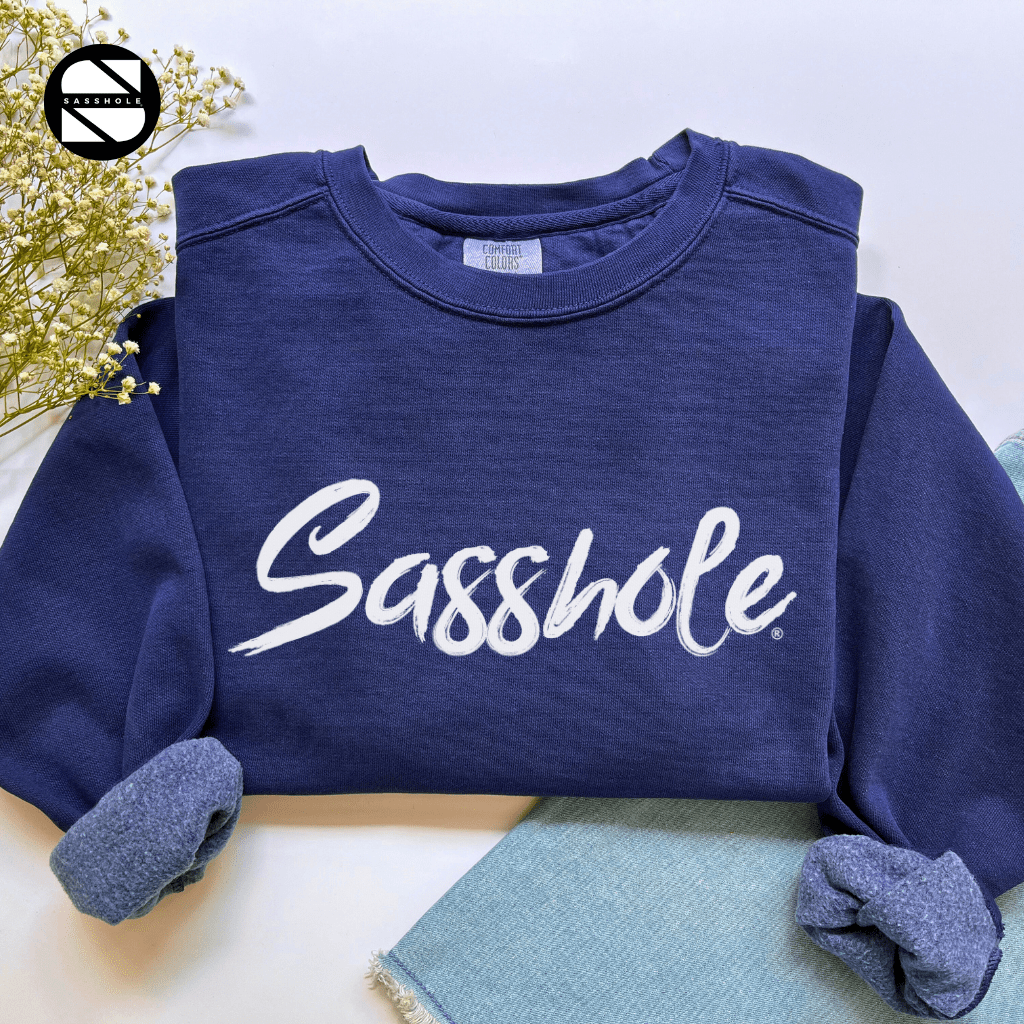 Sasshole® Chic: Women's Vintage Garment - Dyed Sweatshirt - Funny Graphic Tee by Sasshole® Clothing