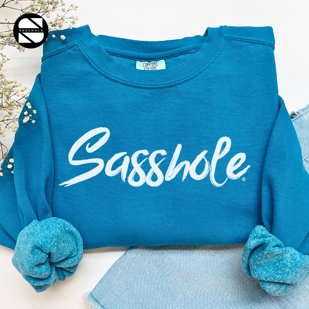 Sasshole® Chic: Women's Vintage Garment - Dyed Sweatshirt - Funny Graphic Tee by Sasshole® Clothing