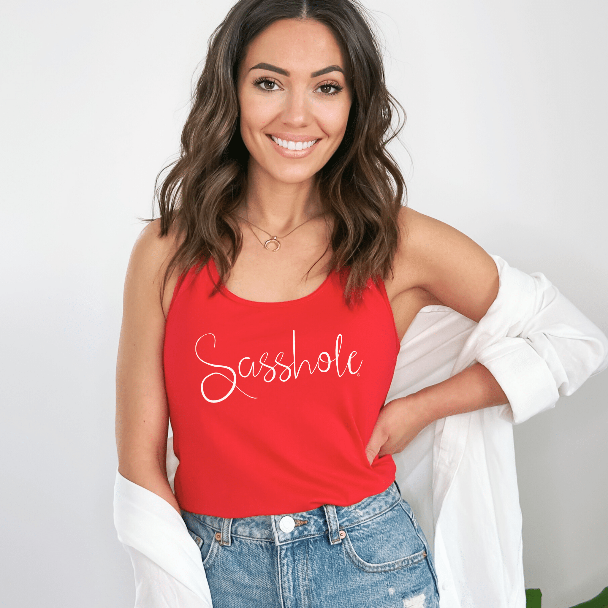 Image of Sasshole® Elegant Script Women's Tank Top - Sassy & Sophisticated - Funny Graphic Tee by Sasshole® Clothing