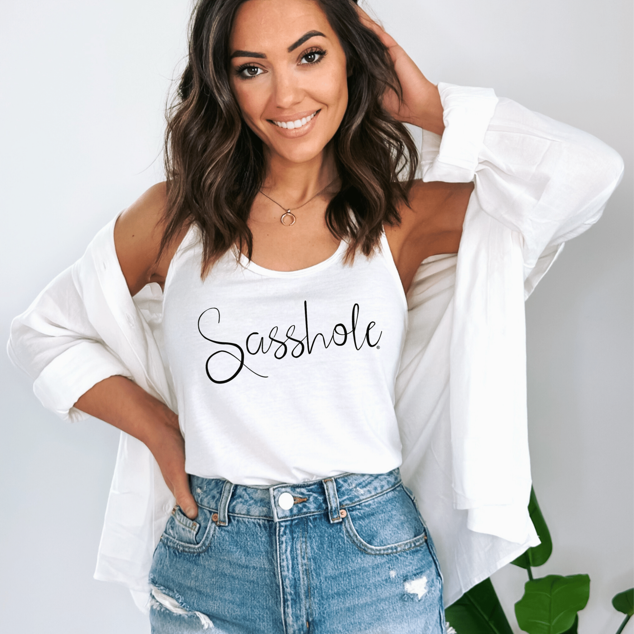 Image of Sasshole® Elegant Script Women's Tank Top - Sassy & Sophisticated - Funny Graphic Tee by Sasshole® Clothing
