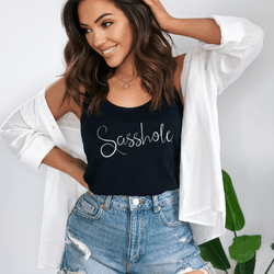 Image of Sasshole® Elegant Script Women's Tank Top - Sassy & Sophisticated - Funny Graphic Tee by Sasshole® Clothing