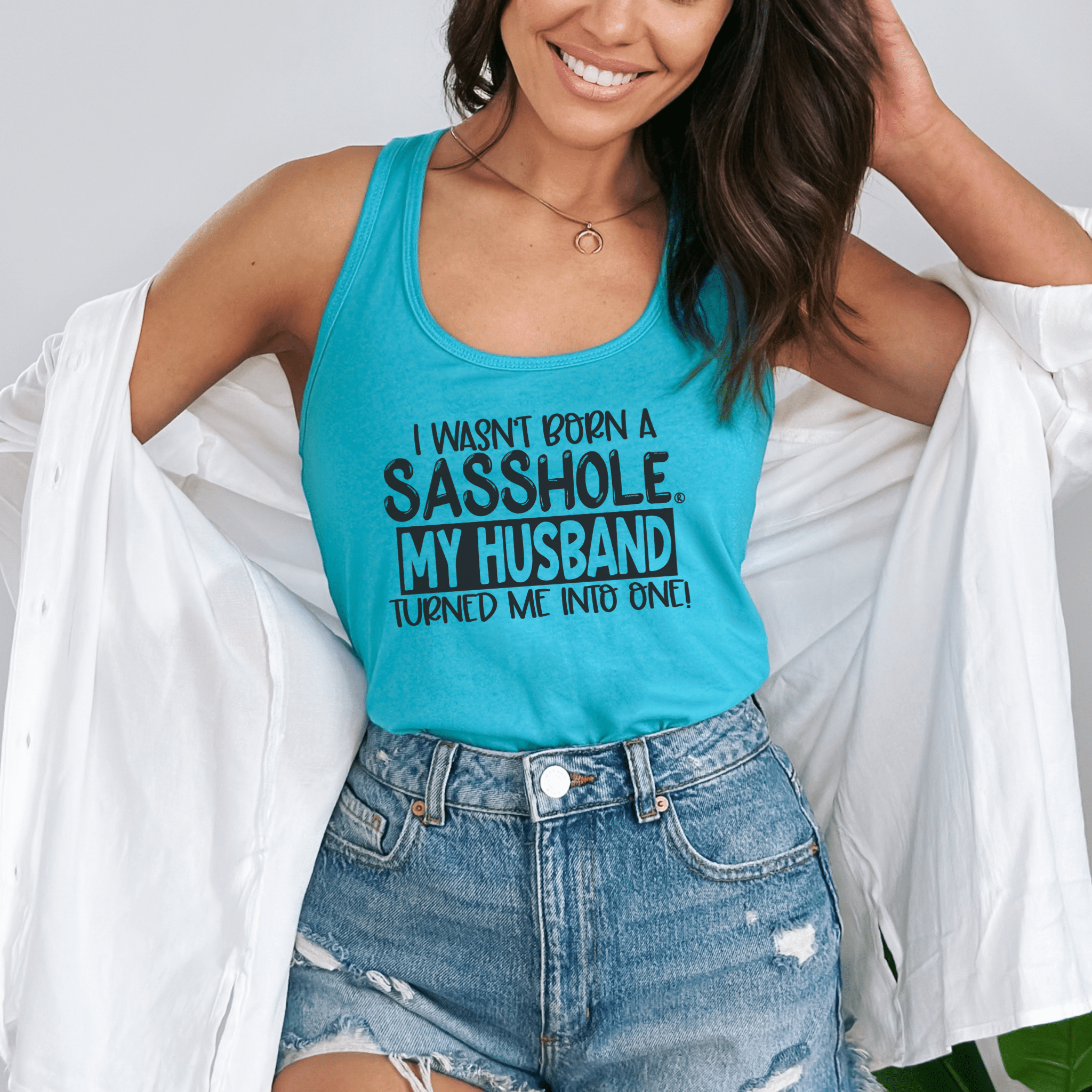 Image of Sasshole® Husband - Inspired Women's Tank Top – For the Witty Wife - Funny Graphic Tee by Sasshole® Clothing