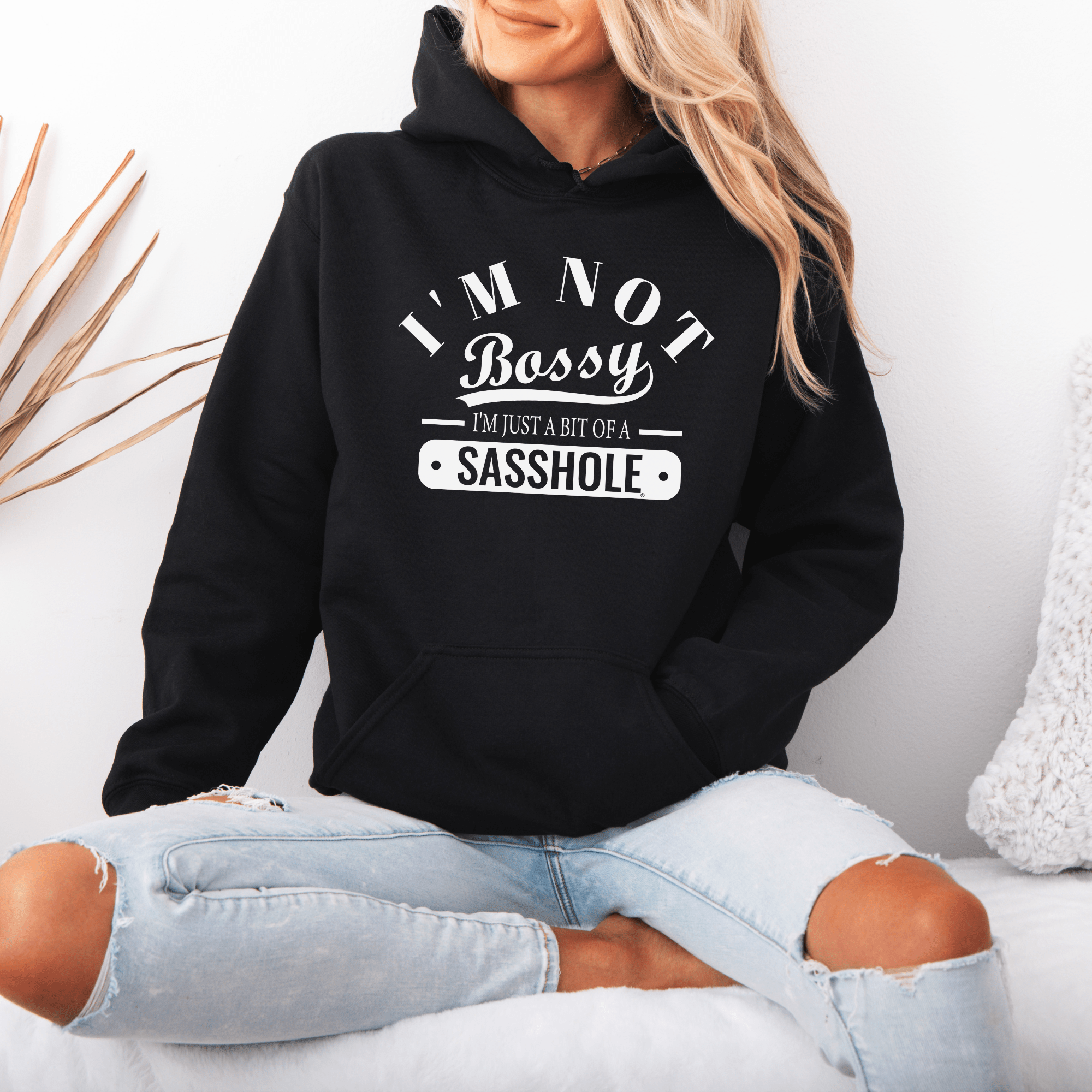 Image of Sasshole® in Charge: Not Bossy, Just Honest Women's Hoodie - Funny Graphic Tee by Sasshole® Clothing