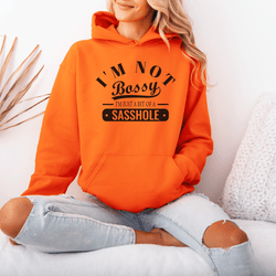 Image of Sasshole® in Charge: Not Bossy, Just Honest Women's Hoodie - Funny Graphic Tee by Sasshole® Clothing