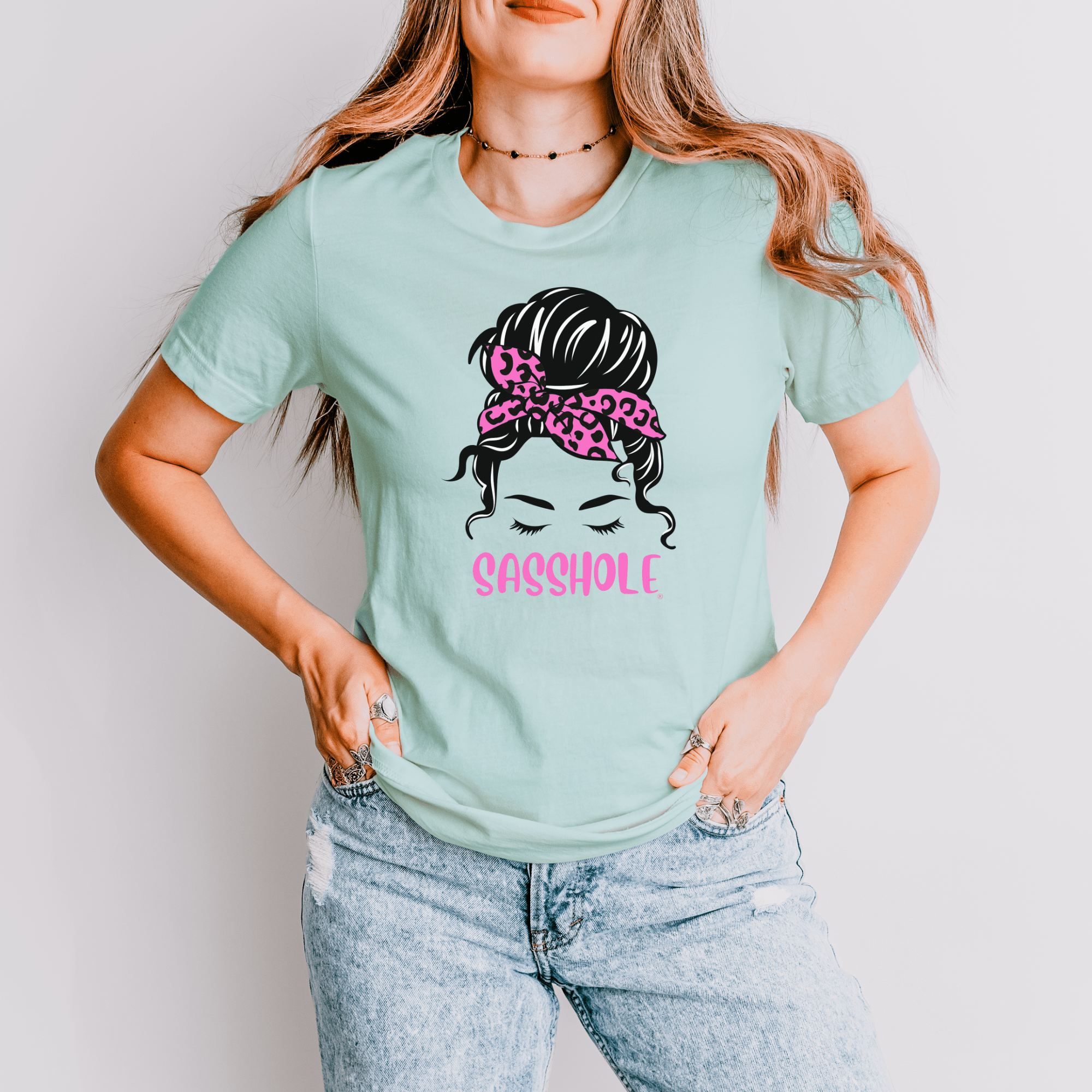 Image of Sasshole® Leopard Bandana T-Shirt - Bold, Chic, and Sassy Style - Funny Graphic Tee by Sasshole® Clothing