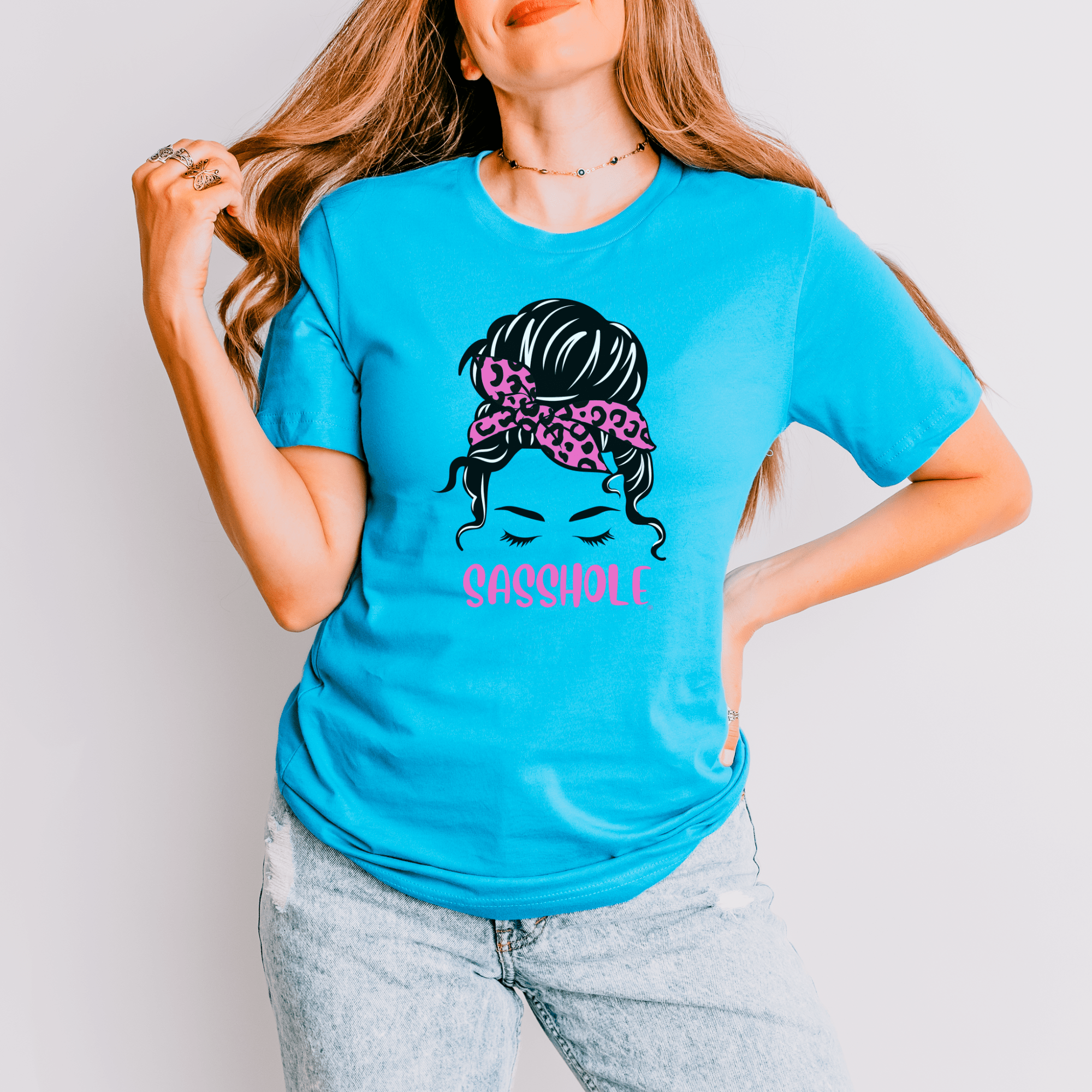 Image of Sasshole® Leopard Bandana T-Shirt - Bold, Chic, and Sassy Style - Funny Graphic Tee by Sasshole® Clothing