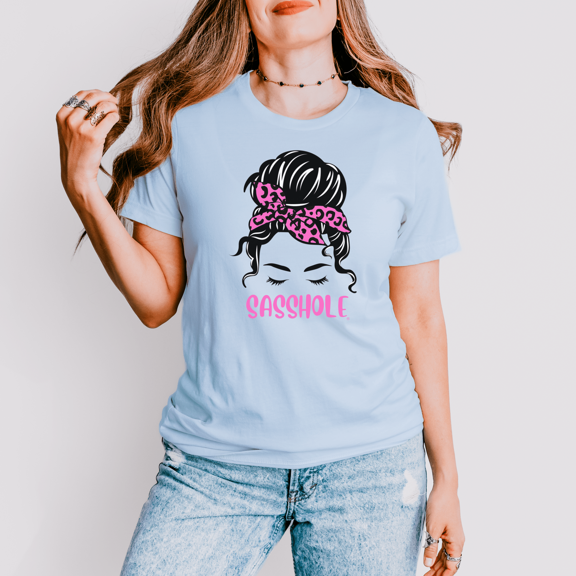 Image of Sasshole® Leopard Bandana T-Shirt - Bold, Chic, and Sassy Style - Funny Graphic Tee by Sasshole® Clothing