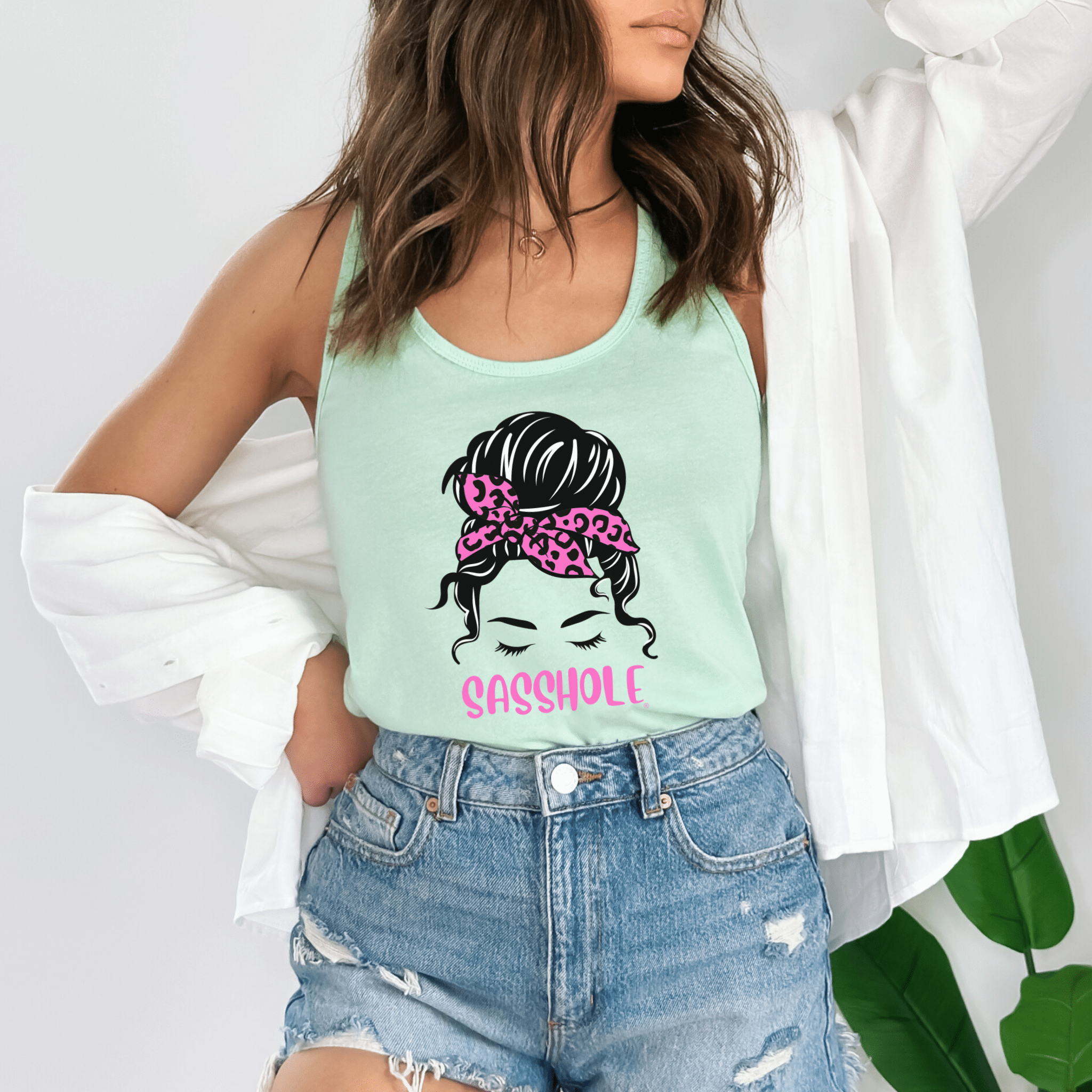 Image of Sasshole® Leopard Bow Women's Tank Top - Fierce & Fabulous - Funny Graphic Tee by Sasshole® Clothing
