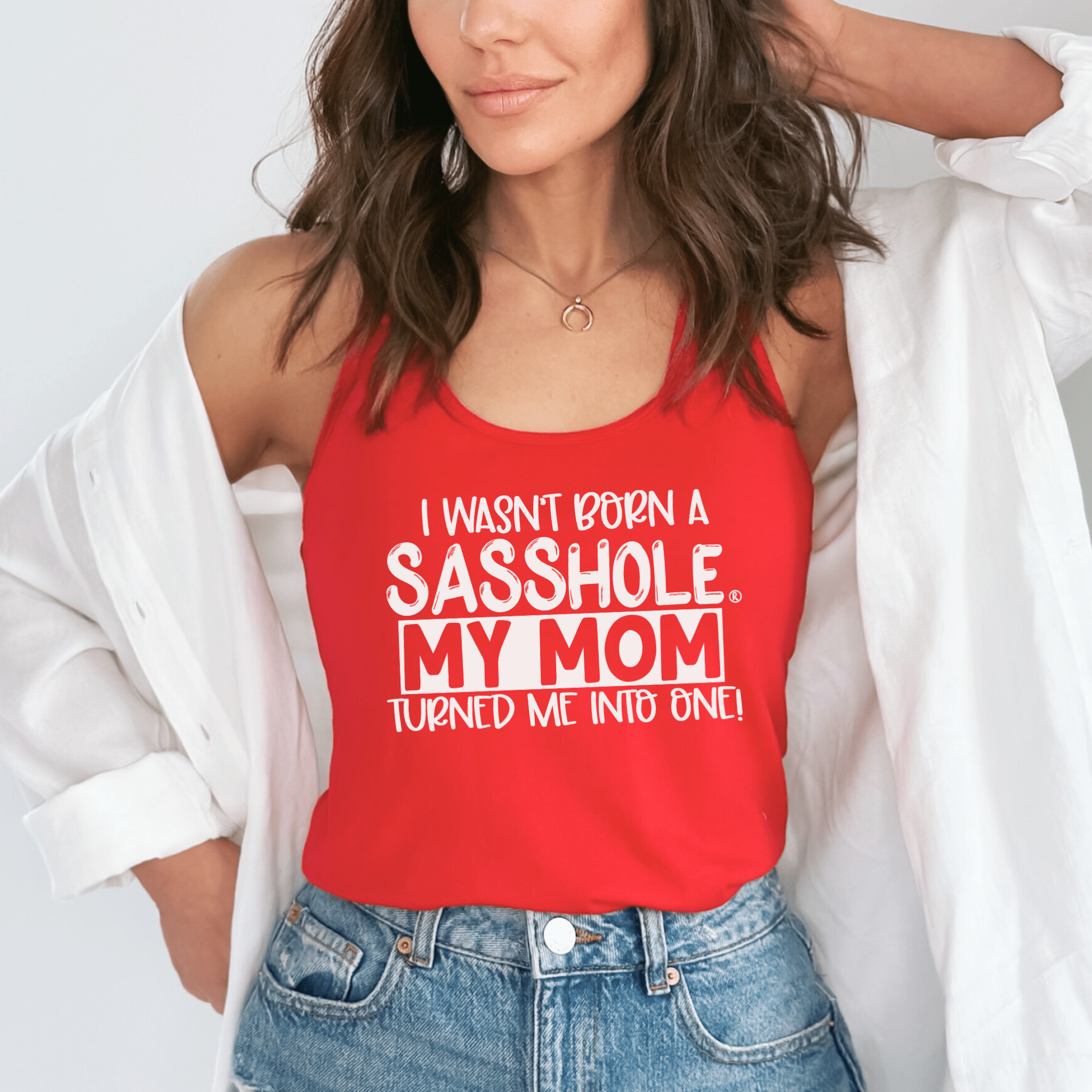 Image of Sasshole® Mom - Made Women's Tank Top – A Tribute to the Original Sass Queen - Funny Graphic Tee by Sasshole® Clothing