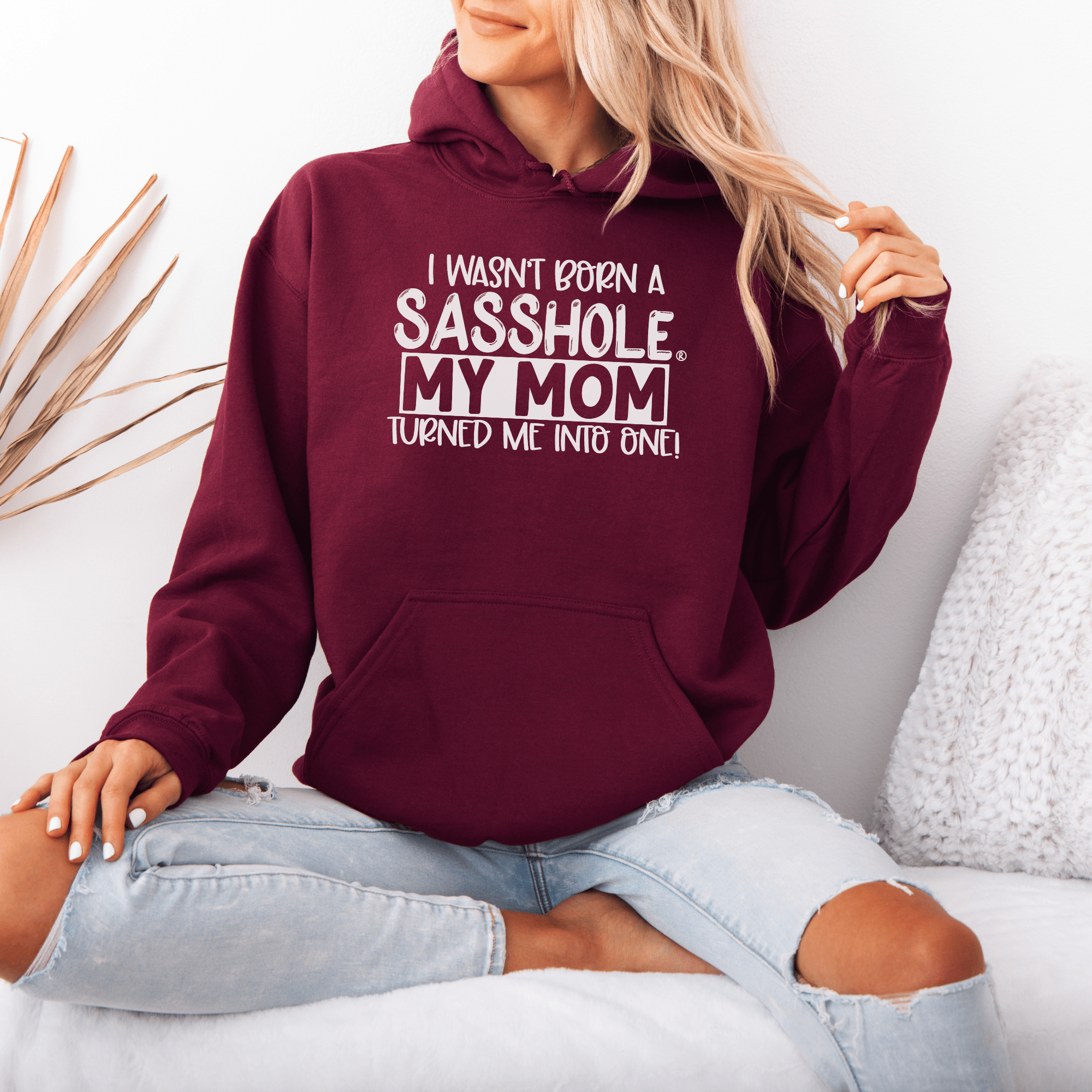 Image of Sasshole® My Mom Made Me - Women's Cute Hoodie - Funny Graphic Tee by Sasshole® Clothing