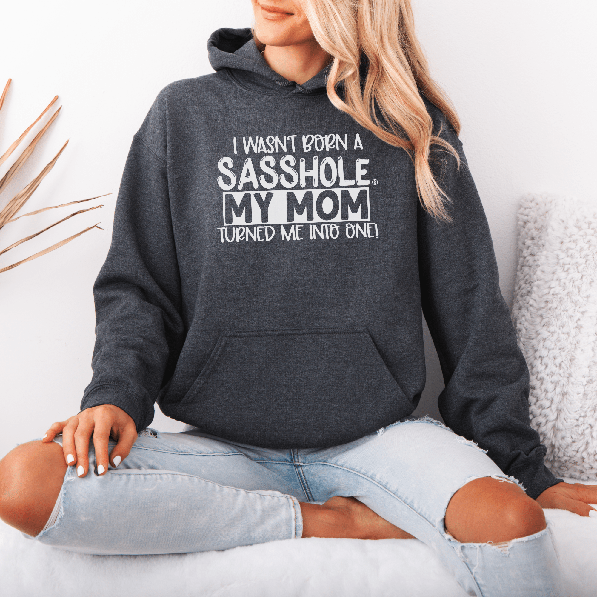 Image of Sasshole® My Mom Made Me - Women's Cute Hoodie - Funny Graphic Tee by Sasshole® Clothing