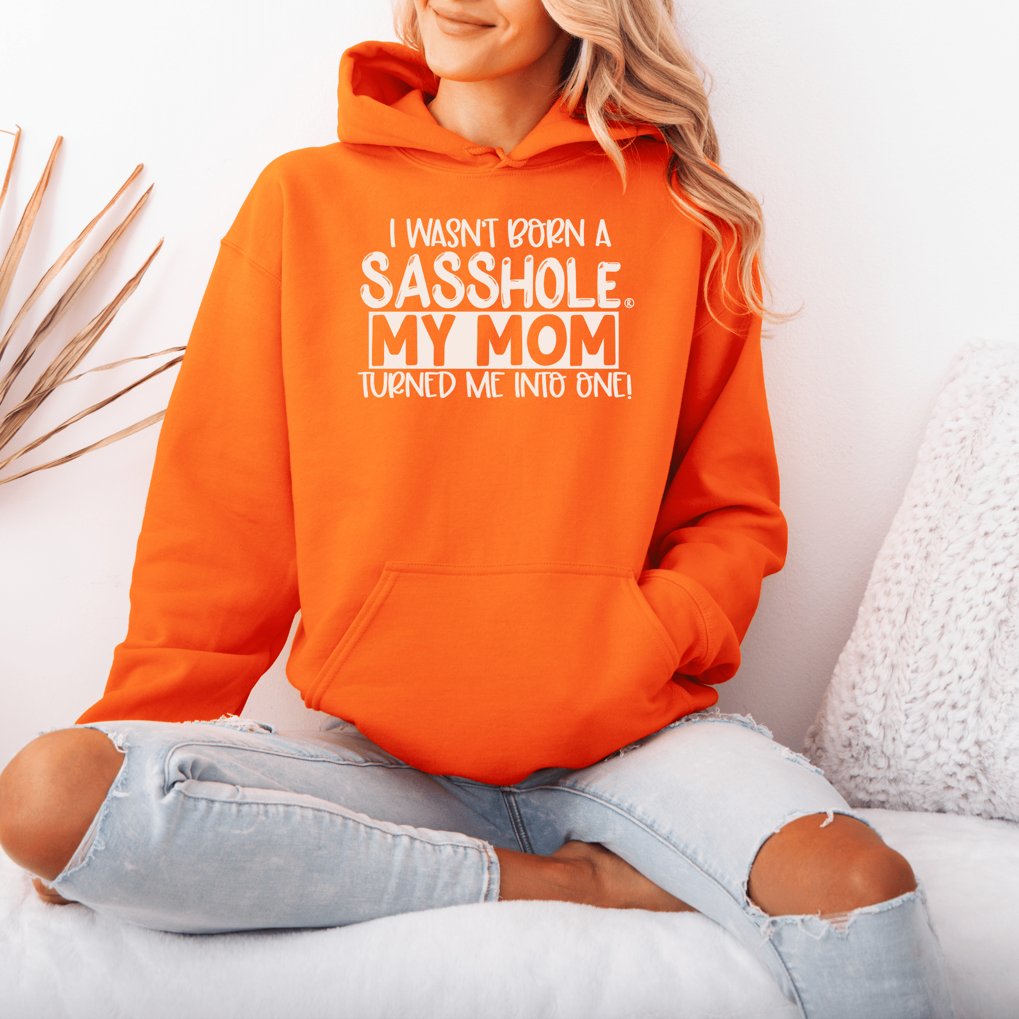 Image of Sasshole® My Mom Made Me - Women's Cute Hoodie - Funny Graphic Tee by Sasshole® Clothing