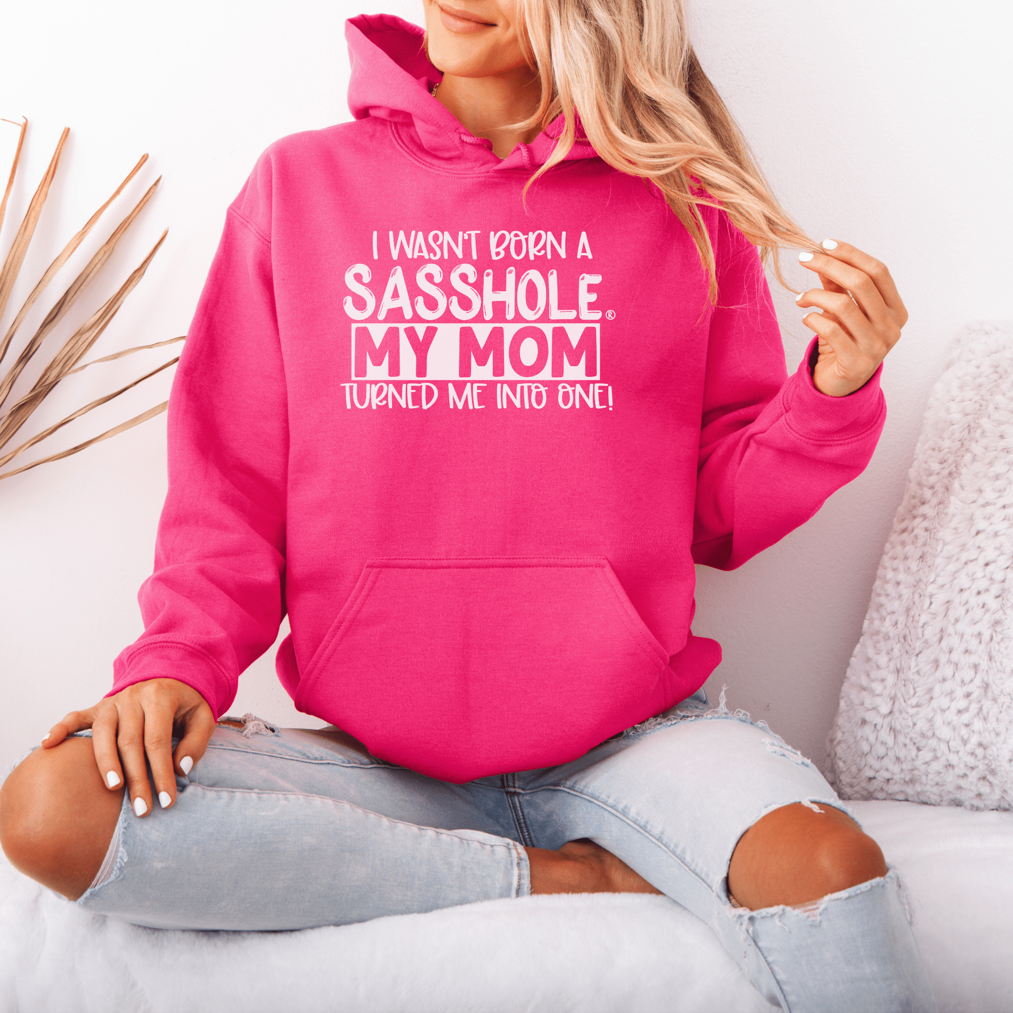 Sasshole® My Mom Made Me - Women's Cute Hoodie - Funny Graphic Tee by Sasshole® Clothing