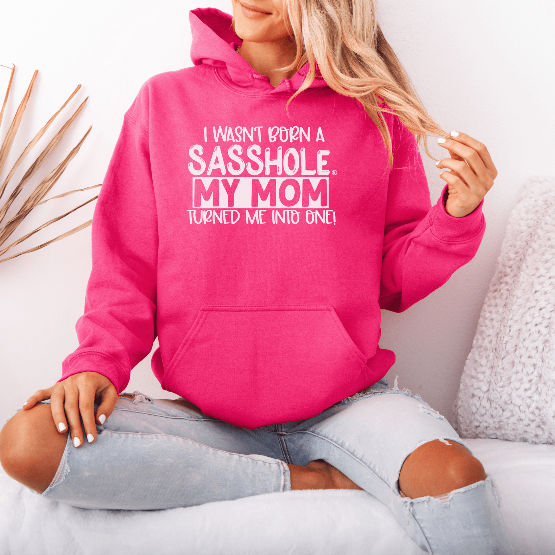 Sasshole® My Mom Made Me - Women's Cute Hoodie - Funny Graphic Tee by Sasshole® Clothing