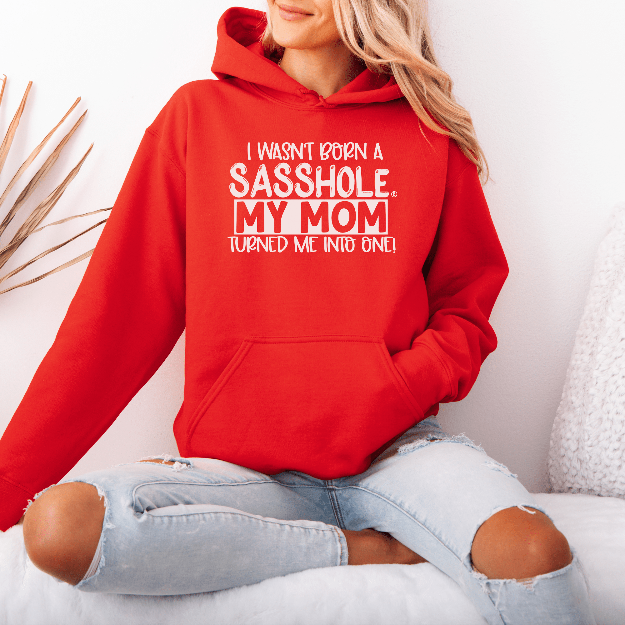Image of Sasshole® My Mom Made Me - Women's Cute Hoodie - Funny Graphic Tee by Sasshole® Clothing