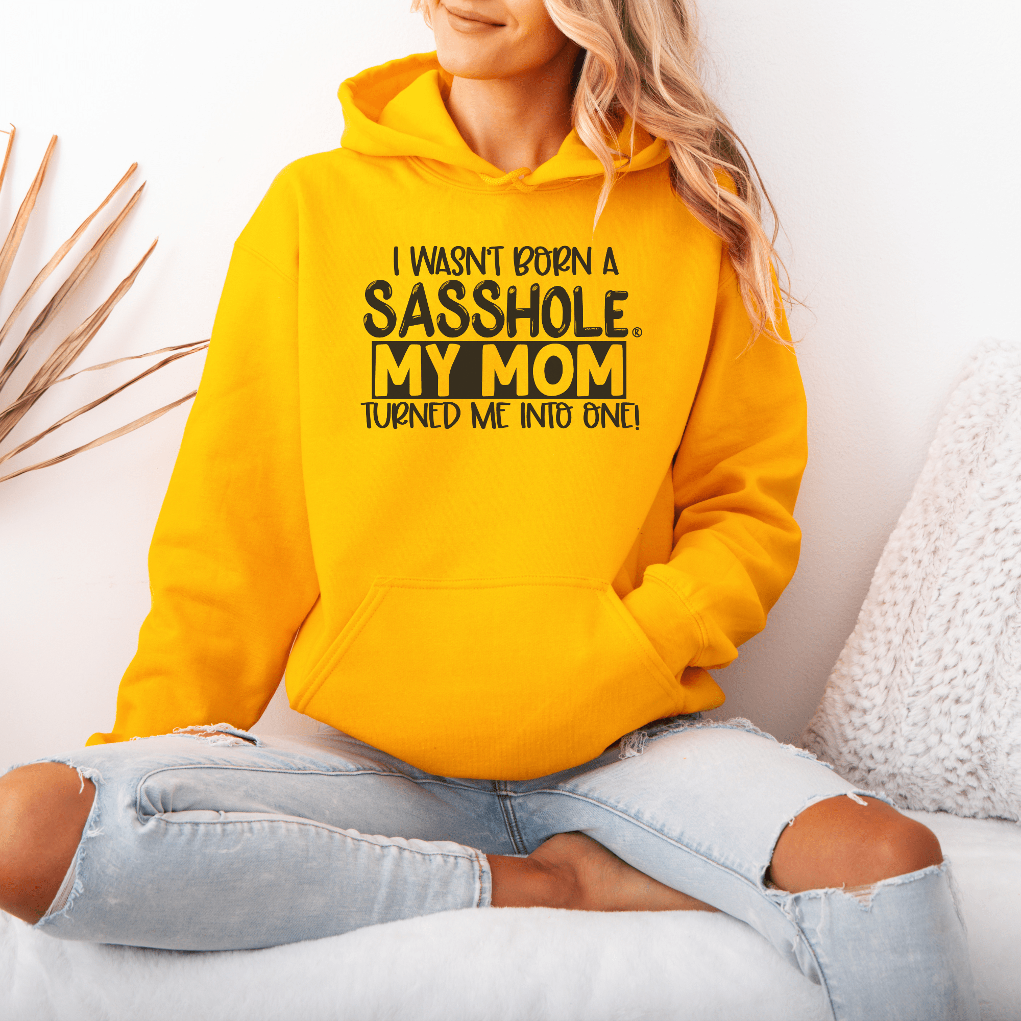 Image of Sasshole® My Mom Made Me - Women's Cute Hoodie - Funny Graphic Tee by Sasshole® Clothing