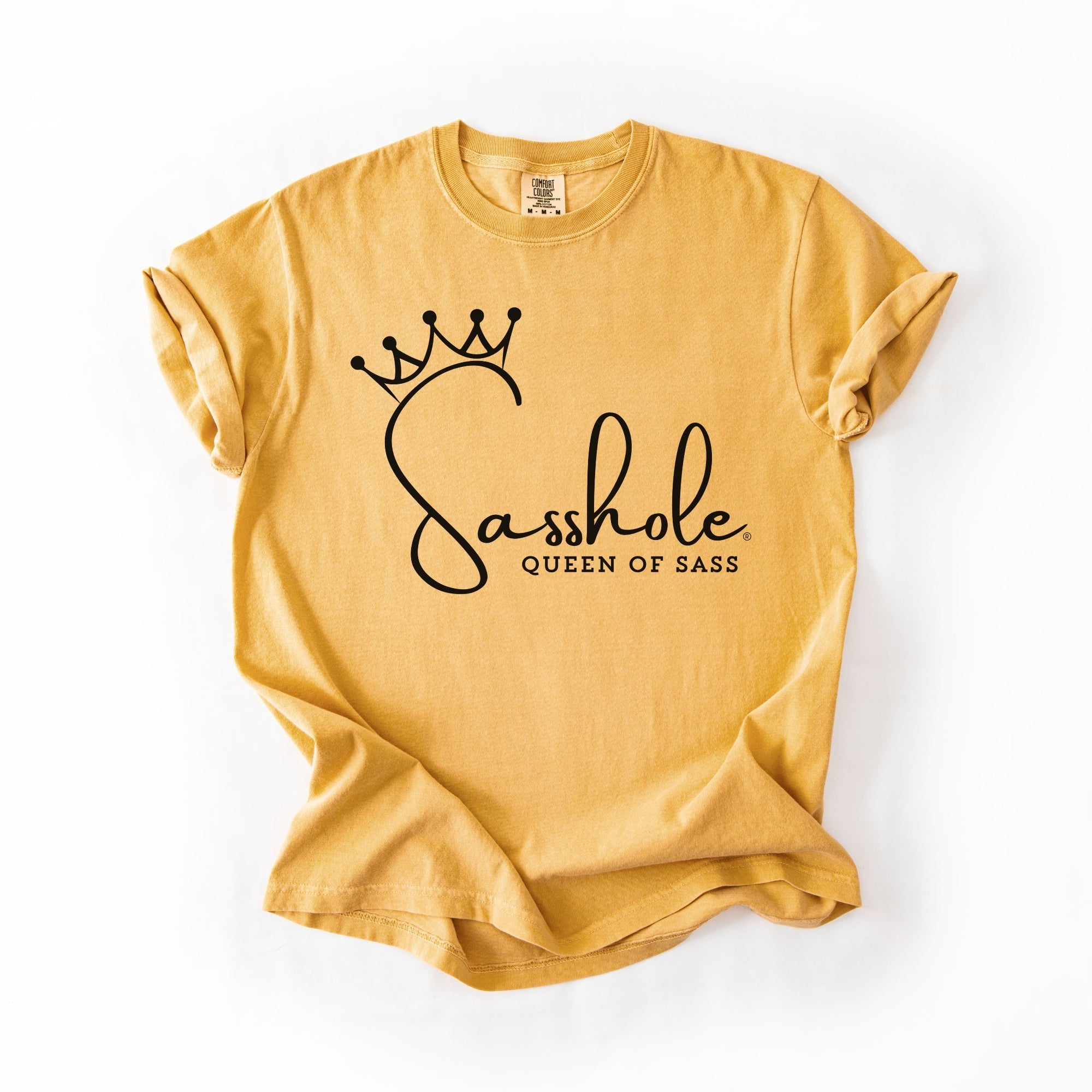 Image of Sasshole® Queen of Sass Comfort Color T-Shirt – Funny, Empowering Graphic Tee for Women - Funny Graphic Tee by Sasshole® Clothing
