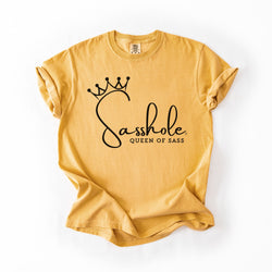 Image of Sasshole® Queen of Sass Comfort Color T-Shirt – Funny, Empowering Graphic Tee for Women - Funny Graphic Tee by Sasshole® Clothing