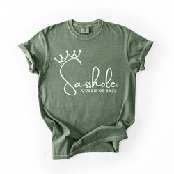 Image of Sasshole® Queen of Sass Comfort Color T-Shirt – Funny, Empowering Graphic Tee for Women - Funny Graphic Tee by Sasshole® Clothing
