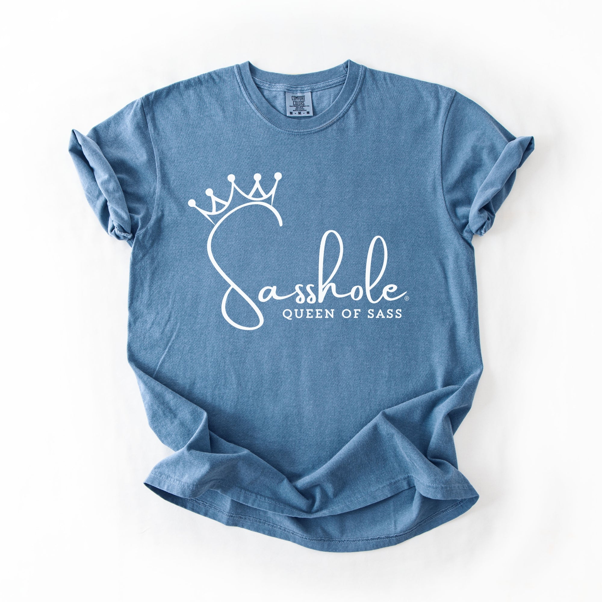 Image of Sasshole® Queen of Sass Comfort Color T-Shirt – Funny, Empowering Graphic Tee for Women - Funny Graphic Tee by Sasshole® Clothing
