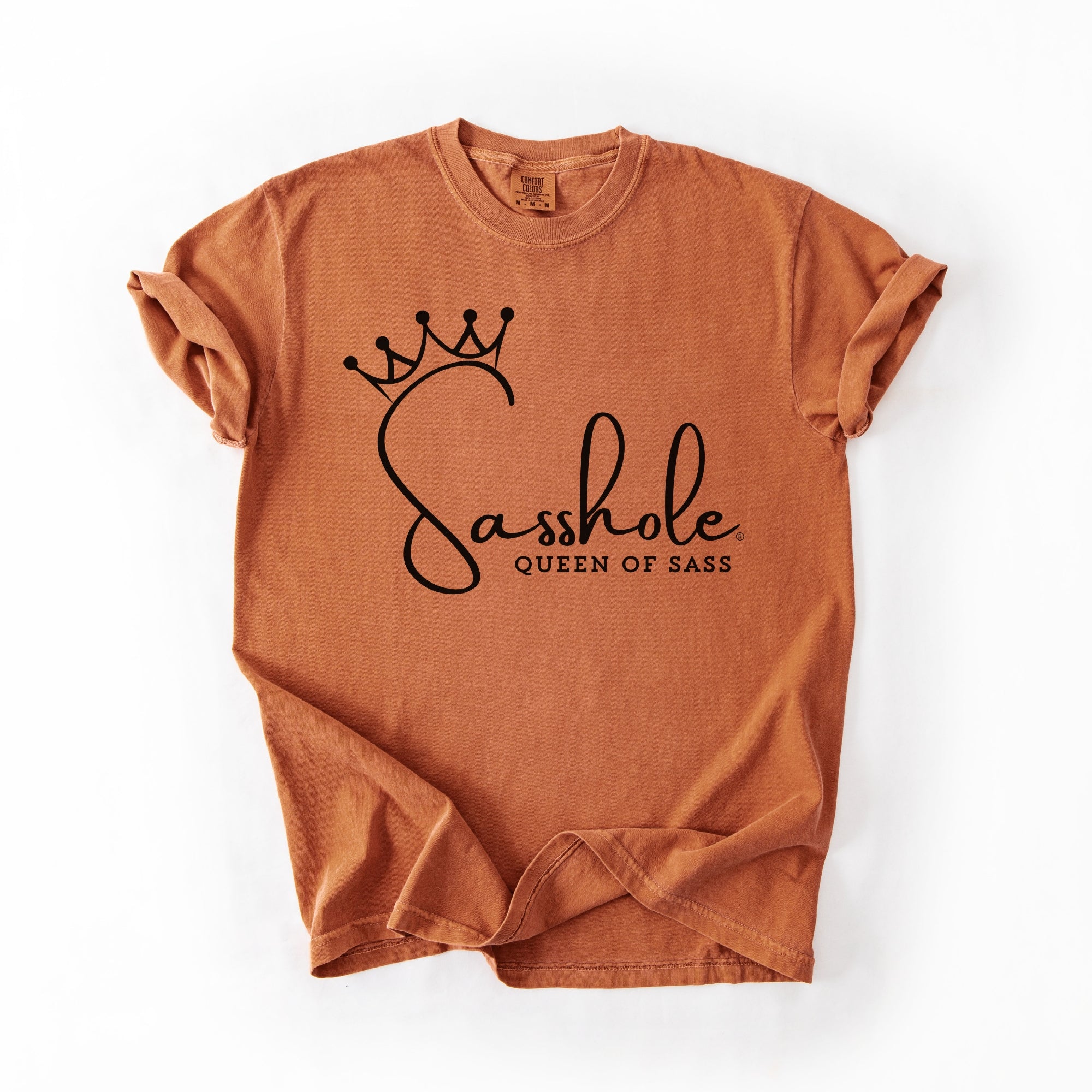 Image of Sasshole® Queen of Sass Comfort Color T-Shirt – Funny, Empowering Graphic Tee for Women - Funny Graphic Tee by Sasshole® Clothing