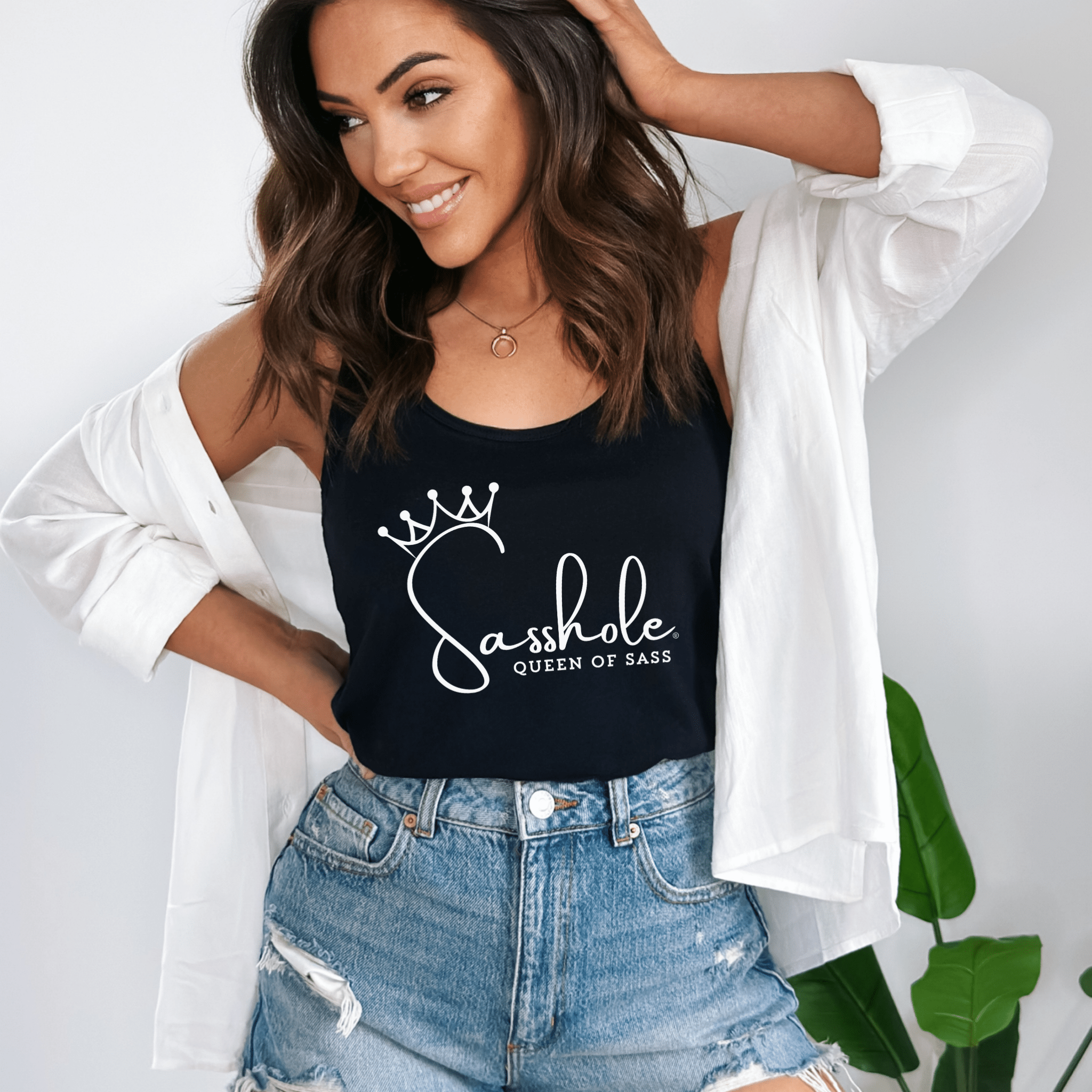 Image of Sasshole® Queen of Sass Tank Top - Sleek, Sassy, and Royal Style - Funny Graphic Tee by Sasshole® Clothing