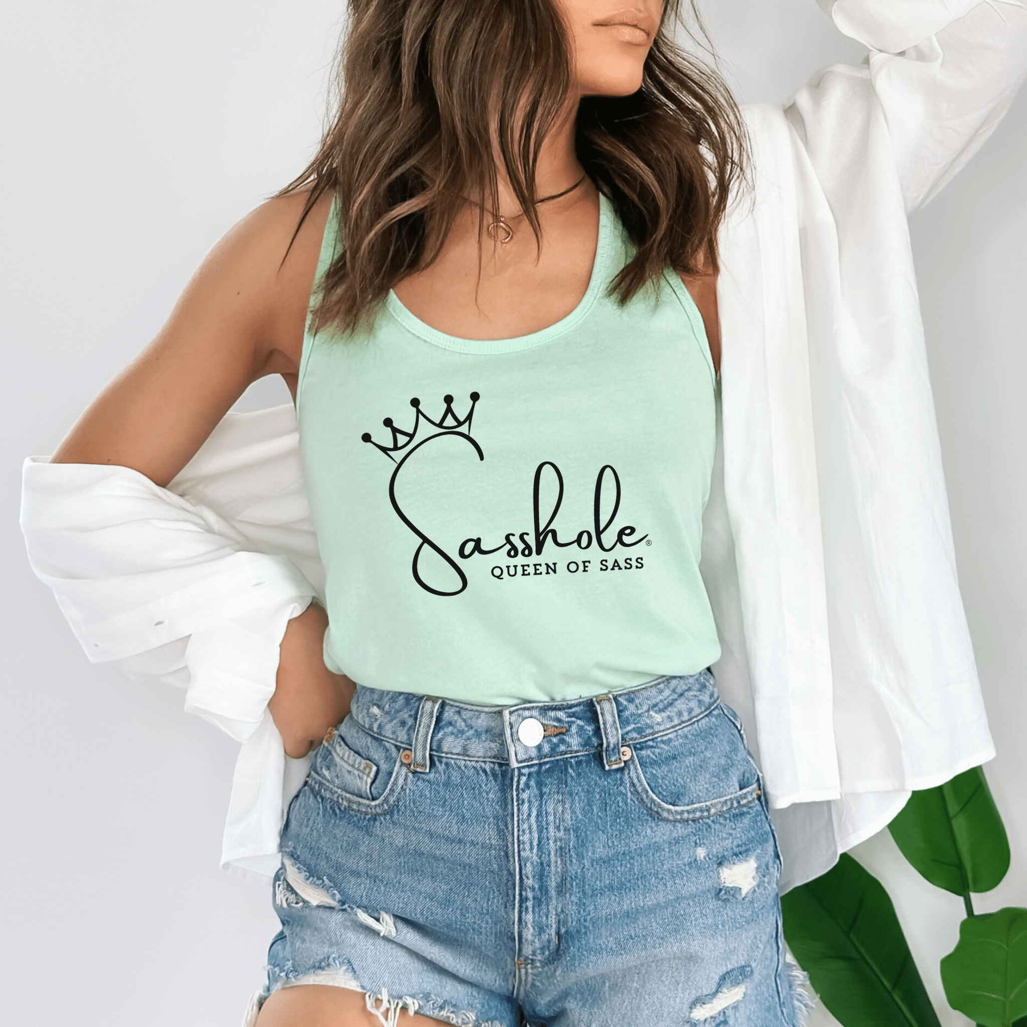 Image of Sasshole® Queen of Sass Tank Top - Sleek, Sassy, and Royal Style - Funny Graphic Tee by Sasshole® Clothing