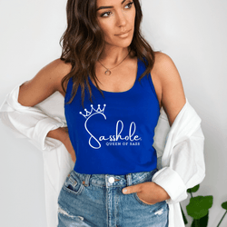 Image of Sasshole® Queen of Sass Tank Top - Sleek, Sassy, and Royal Style - Funny Graphic Tee by Sasshole® Clothing