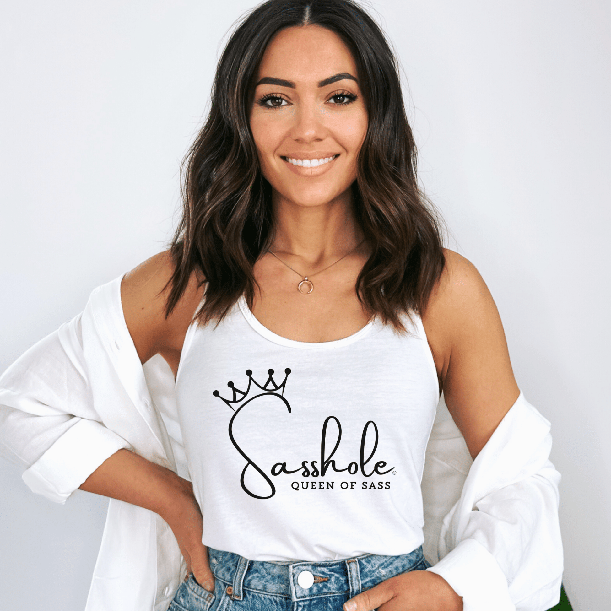 Sasshole® Queen of Sass Tank Top - Sleek, Sassy, and Royal Style - Funny Graphic Tee by Sasshole® Clothing