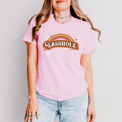 Image of Sasshole® Retro Rainbow Women's T-Shirt - Bright, Bold, and Full of Sass - Funny Graphic Tee by Sasshole® Clothing