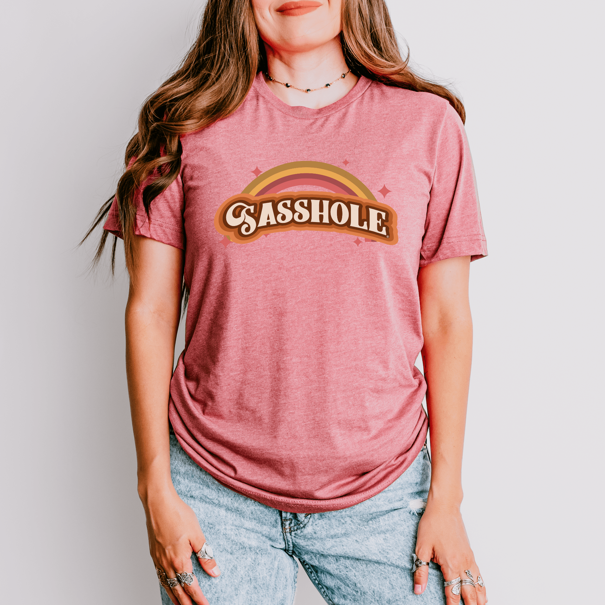 Image of Sasshole® Retro Rainbow Women's T-Shirt - Bright, Bold, and Full of Sass - Funny Graphic Tee by Sasshole® Clothing