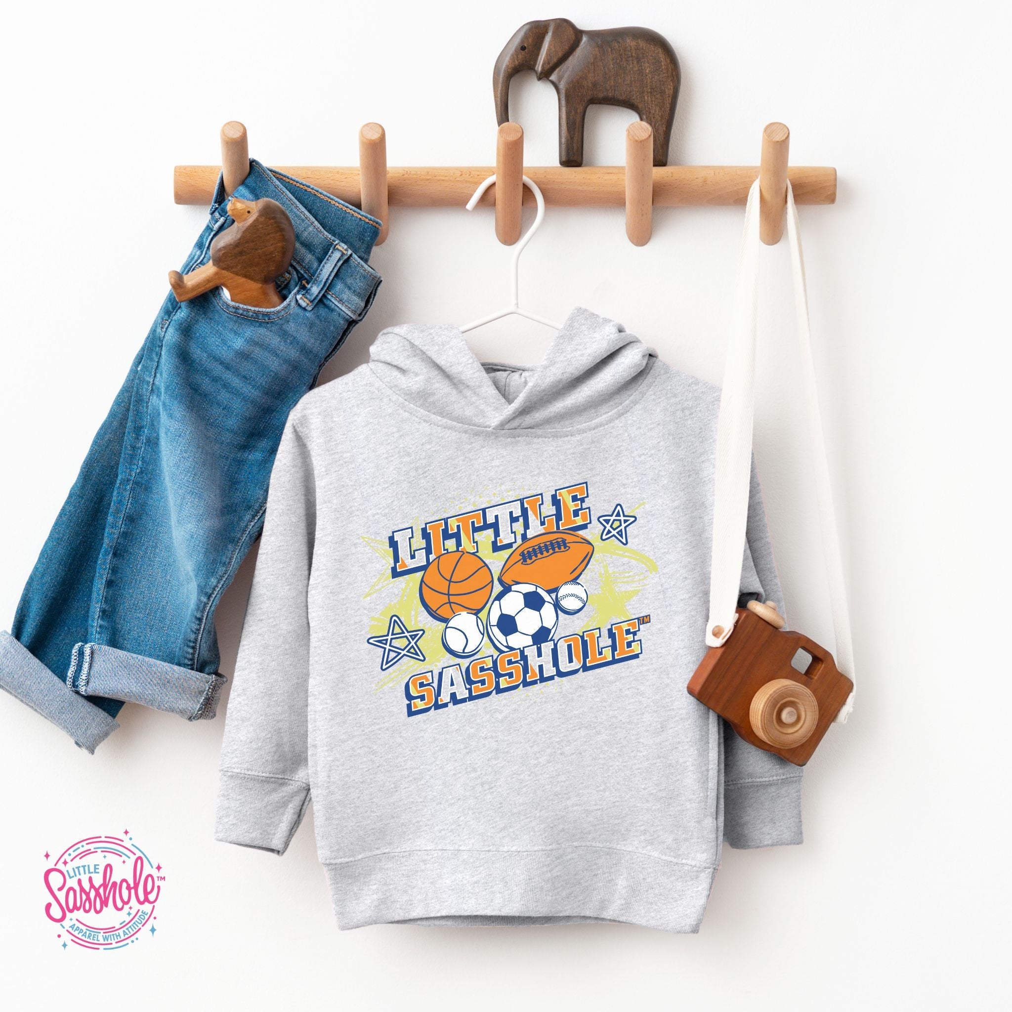 Image of Sasshole Sports Star: Little Sasshole™ Toddler Boys' Hoodie - Funny Graphic Tee by Sasshole® Clothing