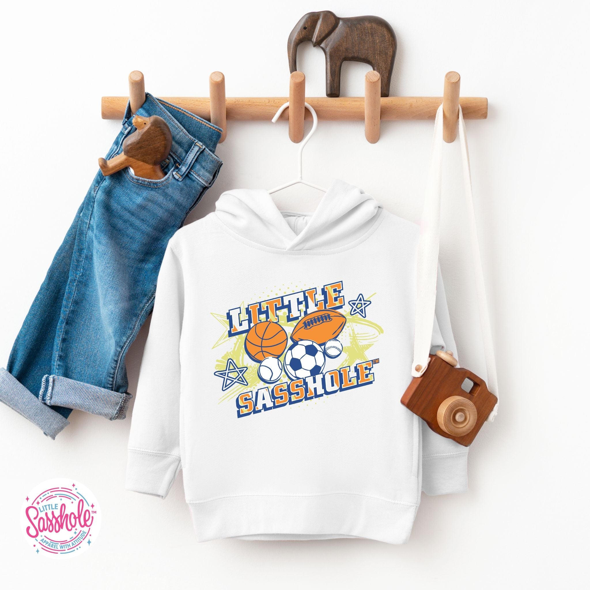 Image of Sasshole Sports Star: Little Sasshole™ Toddler Boys' Hoodie - Funny Graphic Tee by Sasshole® Clothing