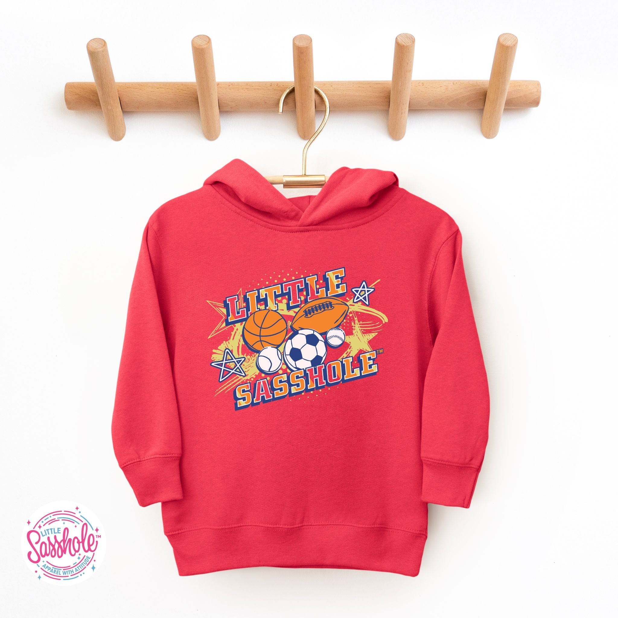 Image of Sasshole Sports Star: Little Sasshole™ Toddler Boys' Hoodie - Funny Graphic Tee by Sasshole® Clothing
