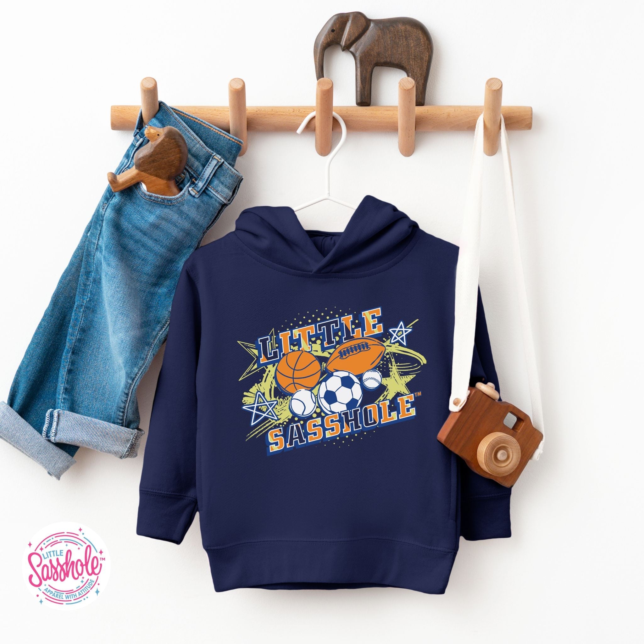 Image of Sasshole Sports Star: Little Sasshole™ Toddler Boys' Hoodie - Funny Graphic Tee by Sasshole® Clothing
