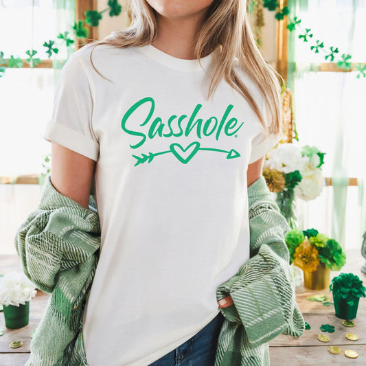 Sasshole® St. Patrick’s Day T-Shirt – Lucky, Sassy & Shamrock - Approved! - Funny Graphic Tee by Sasshole® Clothing