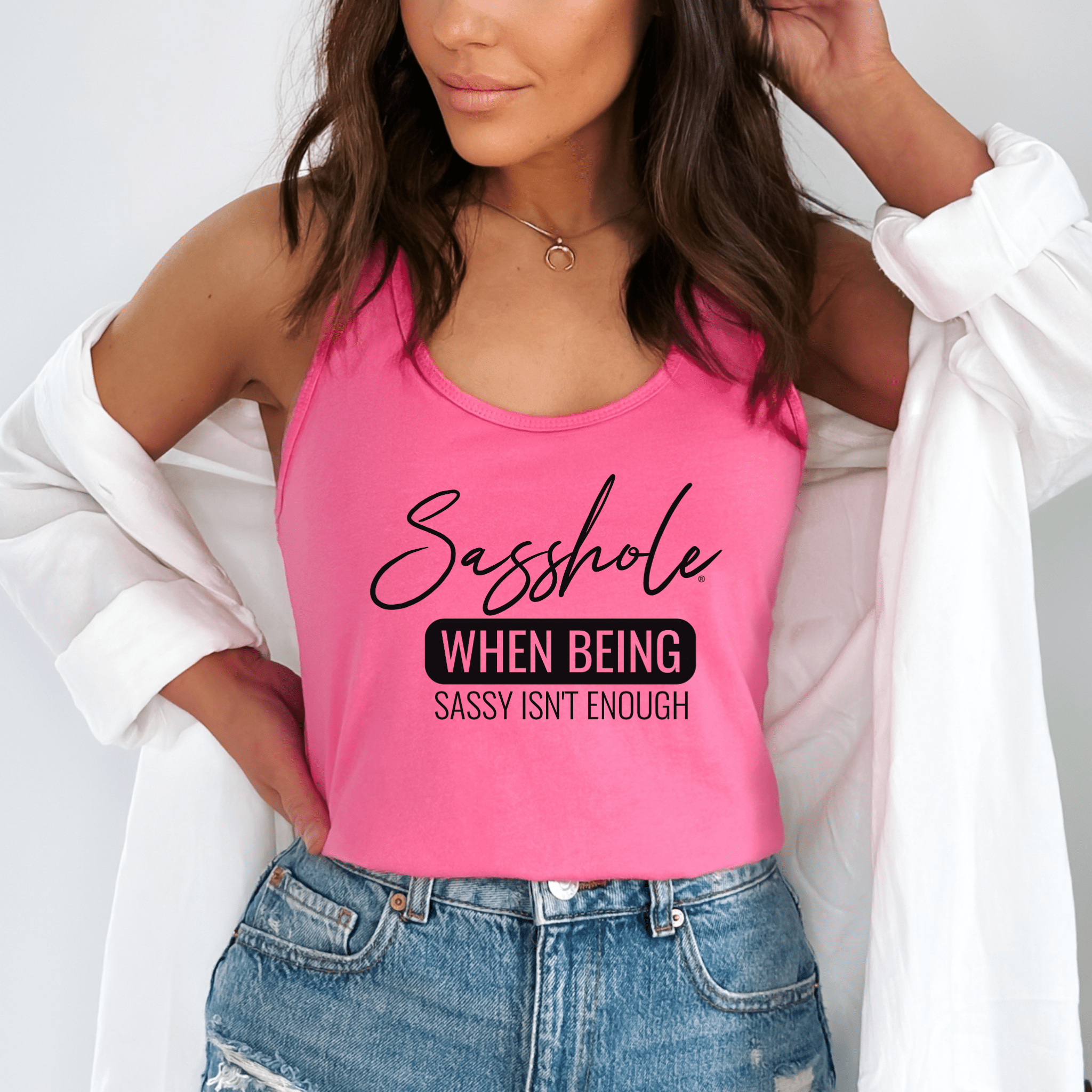 Image of Sasshole® Women's Tank Top - When Being Sassy Isn’t Enough - Funny Graphic Tee by Sasshole® Clothing