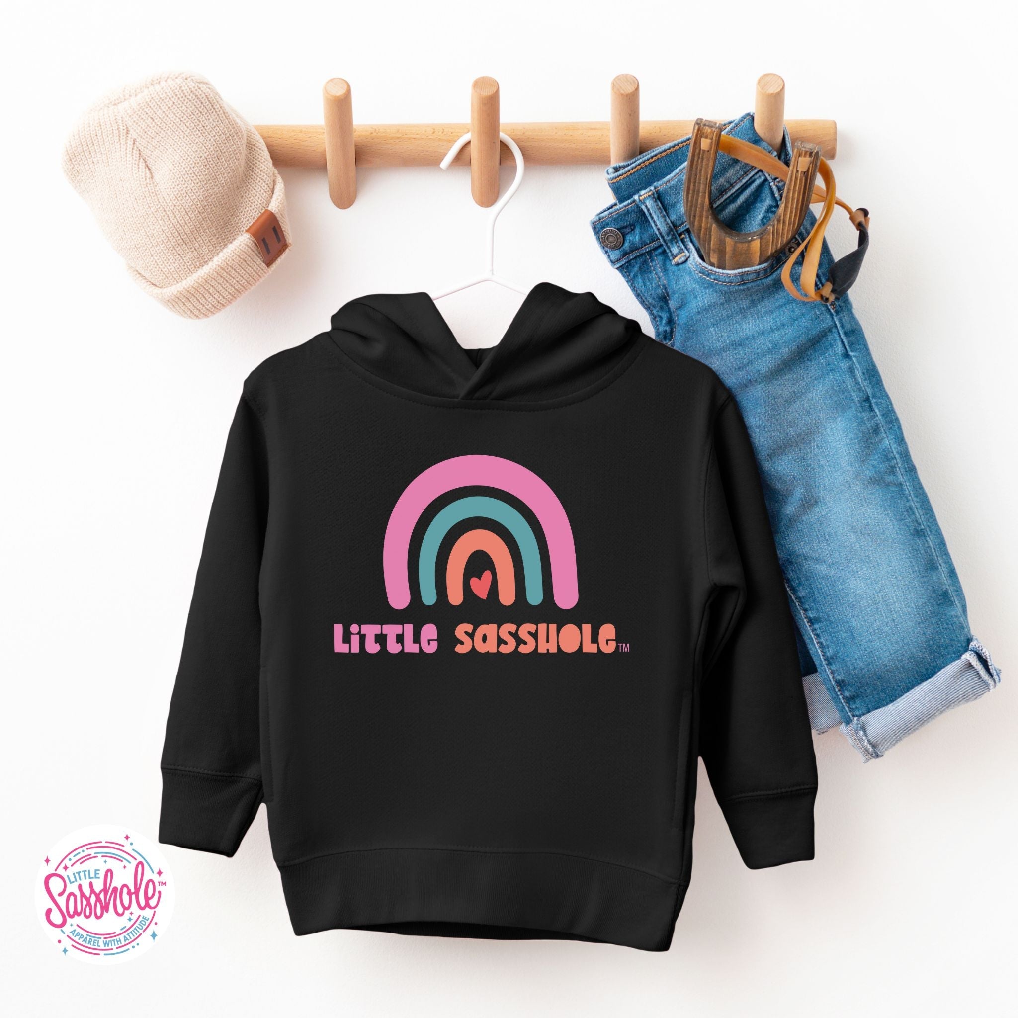Image of Sassy Rainbows: Little Sasshole™ Funny Toddler Hoodie - Funny Graphic Tee by Sasshole® Clothing